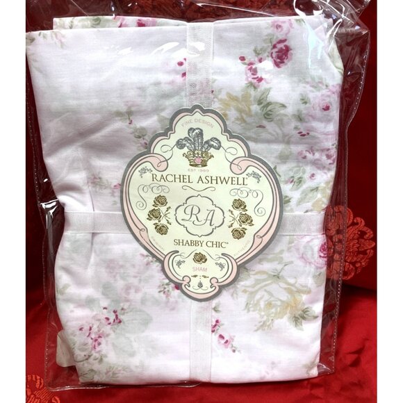 NIP New Old Stock Shabby Chic Standard Sham Pink Border Rose Blossom 1 Pc - Picture 1 of 4